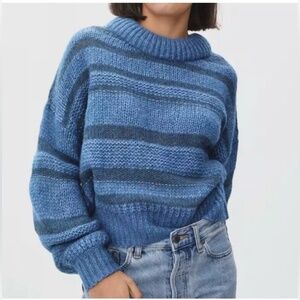 EVERLANE The Puff Alpaca Blend Blue Striped Sweater XS
